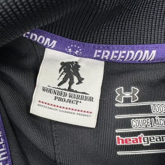 Under Armour Polo Shirt Mens Small Black Wounded Warrior Project Heat Gear Golf - Picture 9 of 11